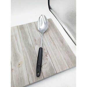 Ekco #5 Black Handled Chromium Plated Solid Serving Spoon  12"